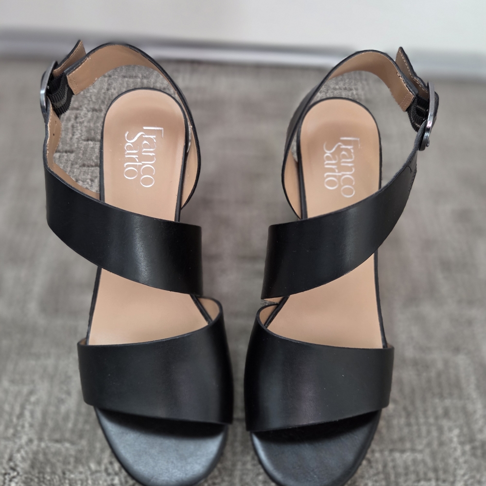 Franco Sarto Marabel Wedge  Black Sandals 7.5